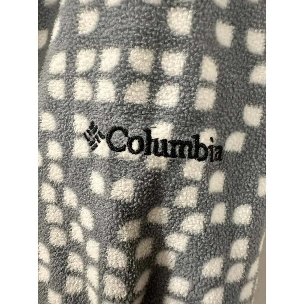 Columbia 1/4 zip fleece pullover jacket  geometric grey/white women size large